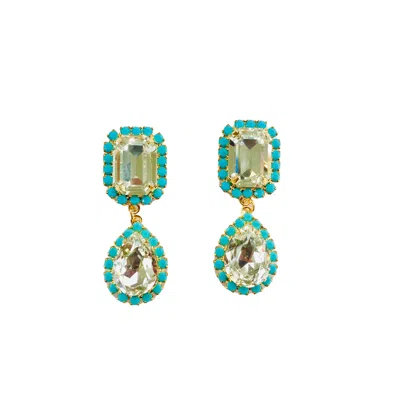 The Pink Reef Women's White Jewel Drop In Crystal And Turquoise In Multi