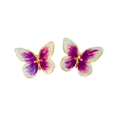 The Pink Reef Women's White Oversized Glassine Butterfly In Pearl & Purple