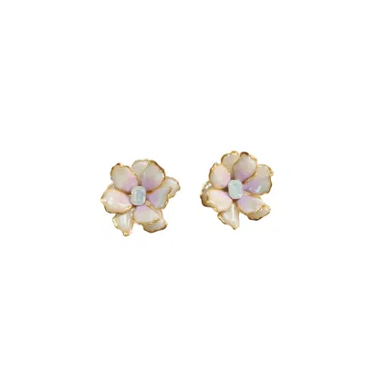 The Pink Reef Women's White Small Bone & Lavender Jewel Box Earrings