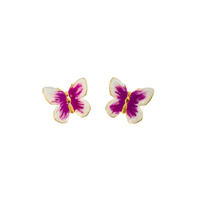 The Pink Reef Women's White Small Glassine Butterfly In Pearl & Purple In Multi