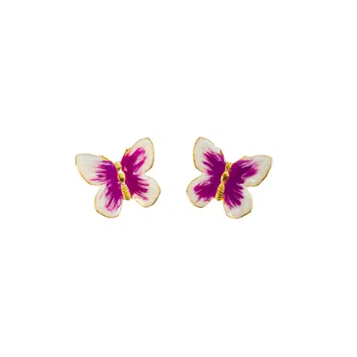 The Pink Reef Women's White Small Glassine Butterfly In Pearl & Purple In Pink