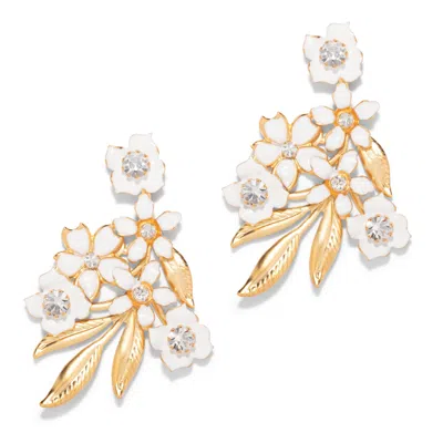 The Pink Reef Women's White  Bouq Floral Earrings