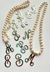 The Pink Reef Women's White  Cultured Pearl Sterling Silver Initial Necklace In Metallic