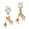 The Pink Reef Women's White  Hand Painted Bells Earring In Gold