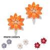 The Pink Reef Women's Yellow / Orange  Dahlia Hand Painted Floral Earring In Neon Orange