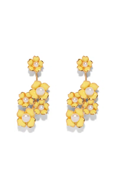 The Pink Reef Women's Yellow / Orange  Falling Florals In Butter Yellow