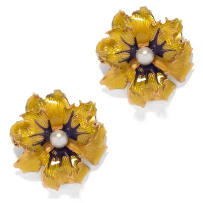 The Pink Reef Women's Yellow / Orange  Lace Earring In Jonquil