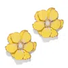 The Pink Reef Women's Yellow / Orange  Large Jewel Box Floral Earrings In Daisy