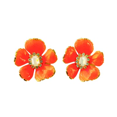 The Pink Reef Women's Yellow Small Neon Orange Floral