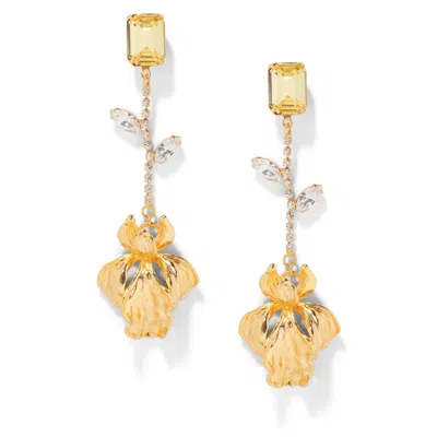 The Pink Reef Women's Yellow  Hand Sculpted Iris Earring In Jonquil In Gold