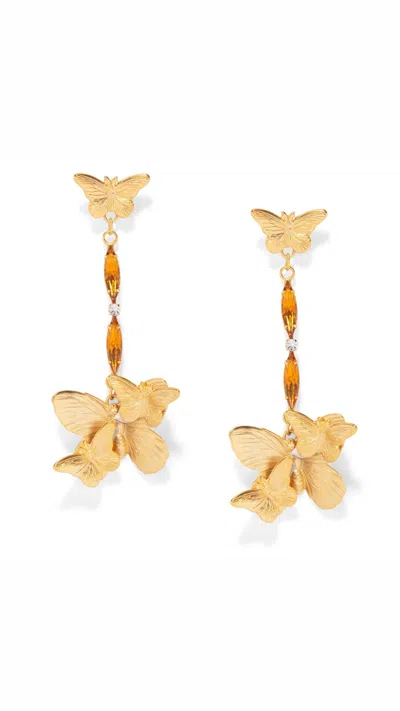 The Pink Reef Women's Yellow  Oscar Mid Flight Butterfly Earring In Topaz In Gold