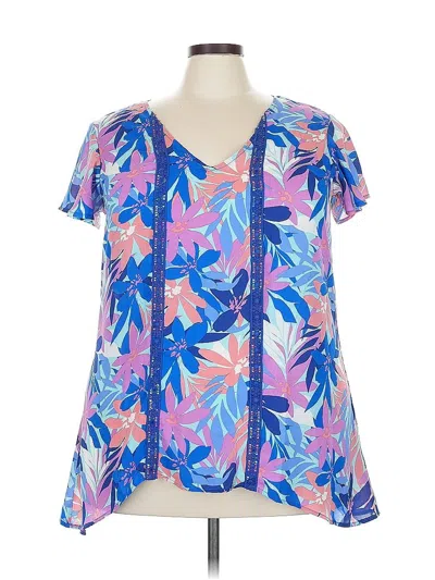 Pre-owned The Pioneer Woman Short Sleeve Blouse In Blue