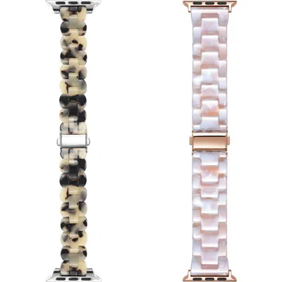 The Posh Tech 2-pack Resin Apple Watch® Watchbands In Light Natural Tortoise/blush