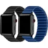 The Posh Tech 2-pack Silicone Apple Watch® Watchbands In Black/eclipse Blue