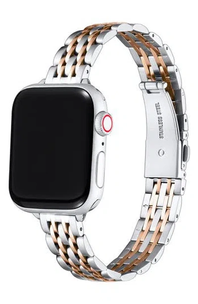 The Posh Tech 22mm Apple Watch® Bracelet Watchband In Silver/rose Gold
