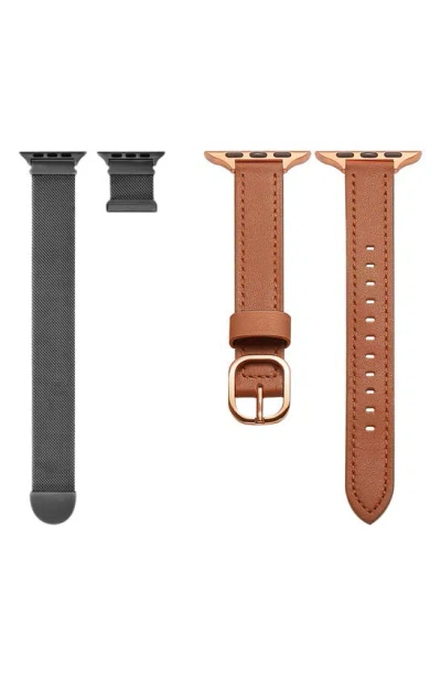 The Posh Tech Assorted 2-pack 42mm Apple Watch® Watchbands In Brown