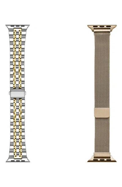 The Posh Tech Assorted 2-pack 42mm Apple Watch® Watchbands In Silver / Gold