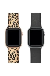 The Posh Tech Assorted 2-pack Animal Print & Solid Silicone Apple Watch® Watchbands In Multi