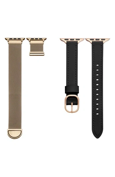 The Posh Tech Assorted 2-pack Apple Watch® Watchbands In Black /gold