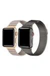 The Posh Tech Assorted 2-pack Leather & Stainless Steel Mesh Apple Watch® Watchbands In Assorted