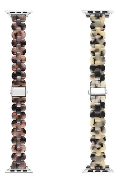 The Posh Tech Assorted 2-pack Resin Apple Watch® Watchbands In Chocolate/light Tortoise