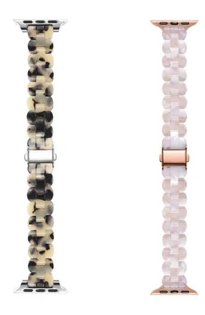 The Posh Tech Assorted 2-pack Resin Apple Watch® Watchbands In Light Natural Tortoise/blush