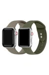 The Posh Tech Assorted 2-pack Silicone Apple Watch® Watchbands In Coffee/ Green