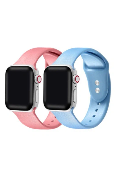 The Posh Tech Assorted 2-pack Silicone Apple Watch® Watchbands In Coral/ Light Blue