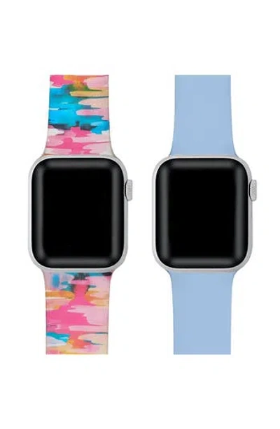 The Posh Tech Assorted 2-pack Silicone Apple Watch® Watchbands In Pink Tie-dye/periwinkle