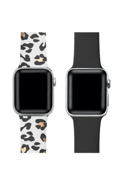 The Posh Tech Assorted 2-pack Silicone Apple Watch® Watchbands In White Cheetah/black