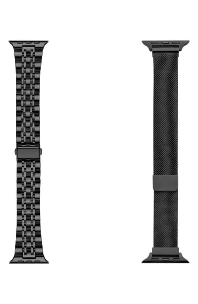 The Posh Tech Assorted 2-pack Stainless Steel Apple Watch® Watchbands In Black