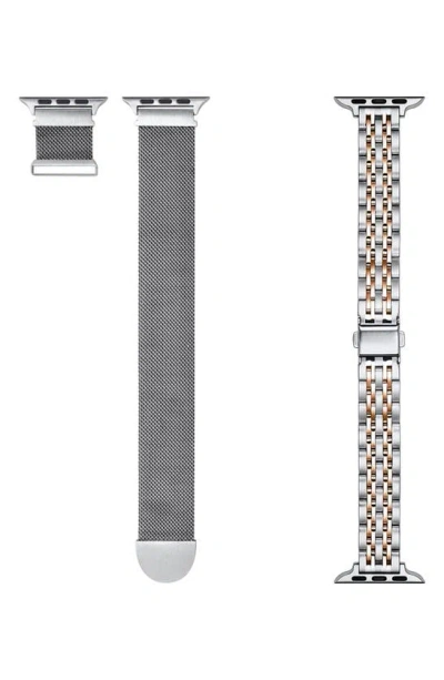 The Posh Tech Assorted 2-pack Stainless Steel Apple Watch® Watchbands In Rose Gold / Starburst