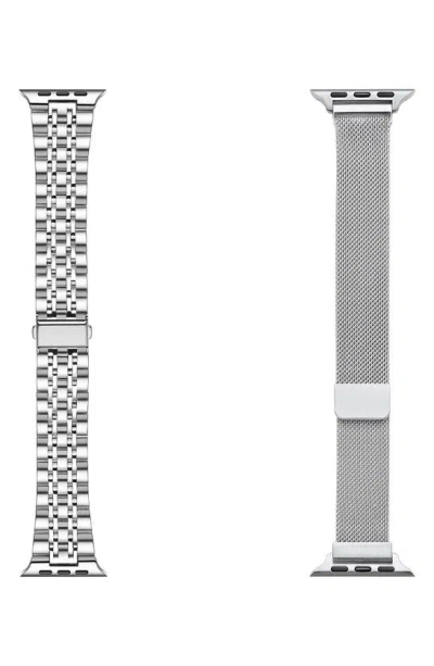 The Posh Tech Assorted 2-pack Stainless Steel Apple Watch® Watchbands In Silver / Silver