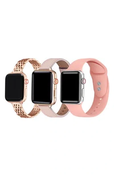The Posh Tech Assorted 3-pack Apple Watch® Watchbands In Rose Gold/light Pink