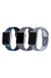 The Posh Tech Assorted 3-pack Silicone Apple Watch® Watchbands In Blue/grey Multi