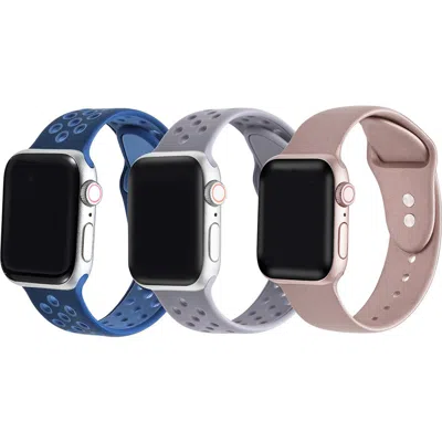 The Posh Tech Assorted 3-pack Silicone Apple Watch® Watchbands In Blue/lavender/pink Assorted