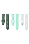 The Posh Tech Assorted 3-pack Silicone Apple Watch® Watchbands In Green/mint/white