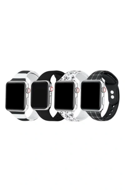 The Posh Tech Assorted 4-pack Silicone Apple Watch® Watchbands In Black/white