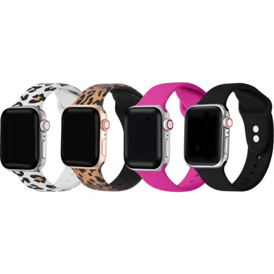 The Posh Tech Assorted 4-pack Silicone Apple Watch® Watchbands In White/rose Gold/pink