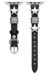 The Posh Tech Austin Star Leather Apple Watch® Watchband In Black