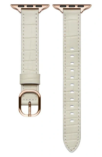 The Posh Tech Carmen Skinny Croc Embossed Leather Apple Watch® Watchband In White