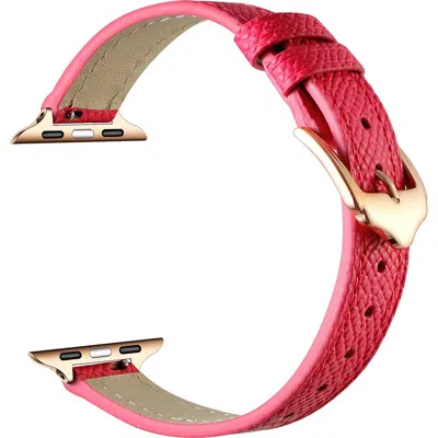 The Posh Tech Cleo Skinny Leather Apple Watch® Watchband In Hot Pink