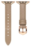 The Posh Tech Cleo Skinny Leather Apple Watch® Watchband In Brown