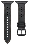 The Posh Tech Derek Perforated Leather Apple Watch® Watchband In Black