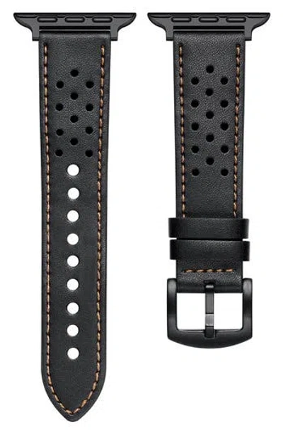 The Posh Tech Derek Perforated Leather Apple Watch® Watchband In Black