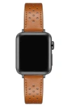 The Posh Tech Derek Perforated Leather Apple Watch® Watchband In Brown