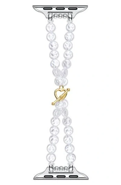 The Posh Tech Eloise Imitation Pearl Apple Watch® Bracelet Watchband In White