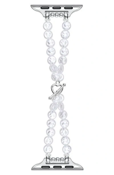 The Posh Tech Eloise Imitation Pearl Apple Watch® Bracelet Watchband In White
