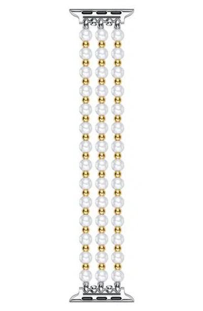 The Posh Tech Eve Beaded Faux Pearl Apple Watch® Watchband In Gold