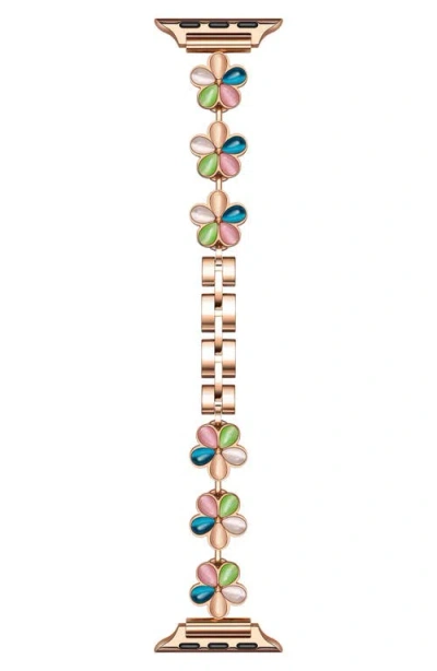The Posh Tech June Flower Bracelet Apple Watch® Watchband In Rose Gold Multi